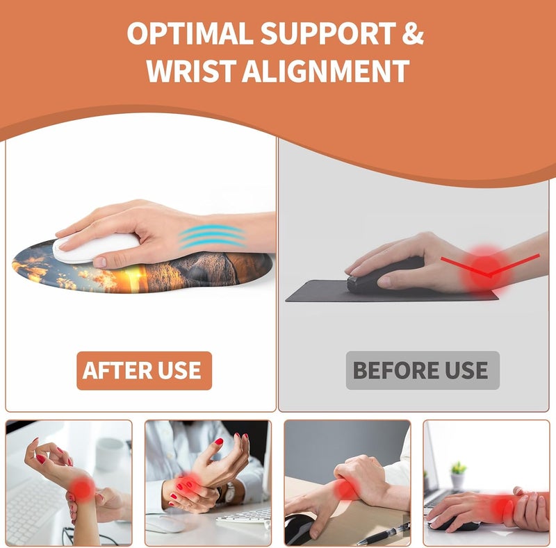 eulps Mouse Pad with Wrist Rest, Comfortable Computer Mousepad with Gel Wrist Support Smooth Surface and Non-Slip PU Base for Pain Relief, Laptop, Office & Home (Sunset) - Image 4